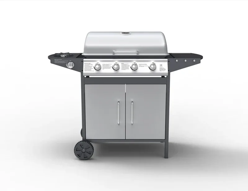 Bibin barbecue à gaz 4 brûleurs vue principale inox noir