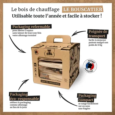 Carton de 20l bois de chauffage pour cheminée poêle four à pizza cuisinières Barbecue brasero – photo 2