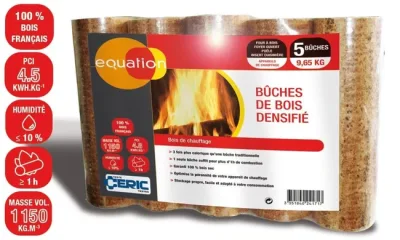 Bûches compressées EQUATION sac 5 bûches, L.25cm – photo 2