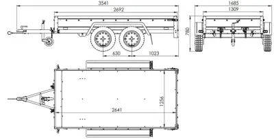 Remorque double essieux unitrailer 264/2 kipp avec roue jockey, arceau et bâche grise – photo 2