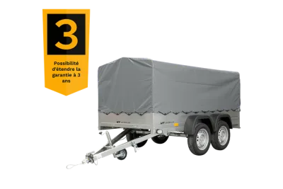 Remorque double essieux unitrailer 264/2 kipp avec roue jockey, arceau et bâche grise – photo 3