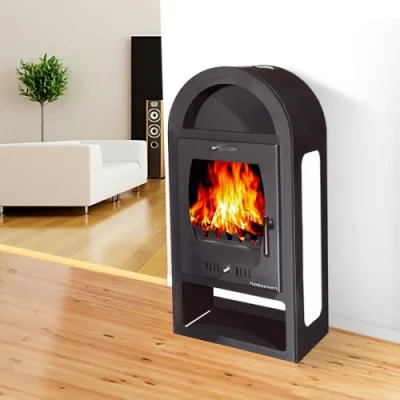 Belleza Poêle à bois Maestro K double combustion 10 kW 83% rendement faces céramique