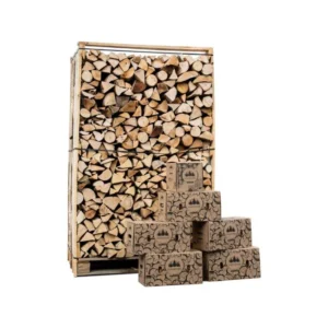 BOX 3 STÈRES 30CM BOIS DE CHAUFFAGE SEC AVEC 5 CARTONS DE BOIS D’ALLUMAGE / 1 CARTON 2KG ALLUME-FEU