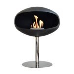 Cheminée bioéthanol Cocoon Fires Pedestal noir mat sur pied design ovale