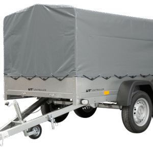 REMORQUE DOUBLE ESSIEUX UNITRAILER 264/2 KIPP AVEC ROUE JOCKEY, ARCEAU ET BÂCHE GRISE