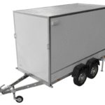 Remorque box UNITRAILER PACK 3015/2 vue latérale avec portes et caisse 300x148 cm