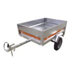 REMORQUE ECO 150 ERDE vue avant avec plancher acier et ridelle amovible