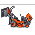Profil latéral de la tondeuse G261 LD KUBOTA et bac de ramassage