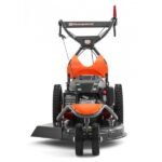 DBY51 Husqvarna gros plan sur les larges roues arrière et le châssis robuste