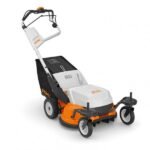 Tondeuse professionnelle RMA 765V STIHL vue de face bac 80 L et carter aluminium