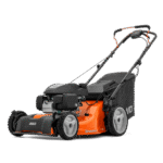 Vue latérale Tondeuse thermique LC353 Husqvarna guidon repliable et plateau renforcé
