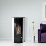 Poêle Segreto 9 kW installé avec sortie fumées en ventouse horizontale