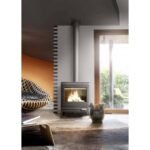 Détail Poêle à Bois Kazan 9kW - fonte et vitre propre, finition anthracite