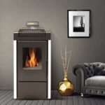 Poêle à granulés BELLEZA CARINO 9 kW blanc vue avant brasero fonte