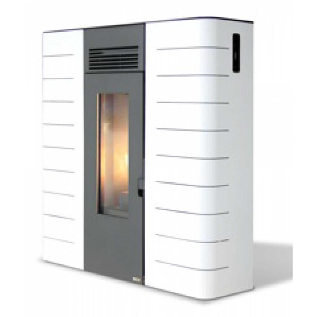 Poêle à Granulés Hydro Agosta 16kW vue avant réservoir 29 kg