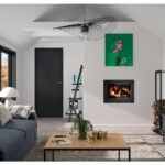 Foyer à bois 700 EOS 8 kW vue latérale dimensions 69x44x53 cm finition anthracite