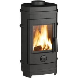 Poêle à bois en fonte « Remilly » – 80 x 43.6 x 36.3 cm – 4,5 à 10,5 kW – Anthracite