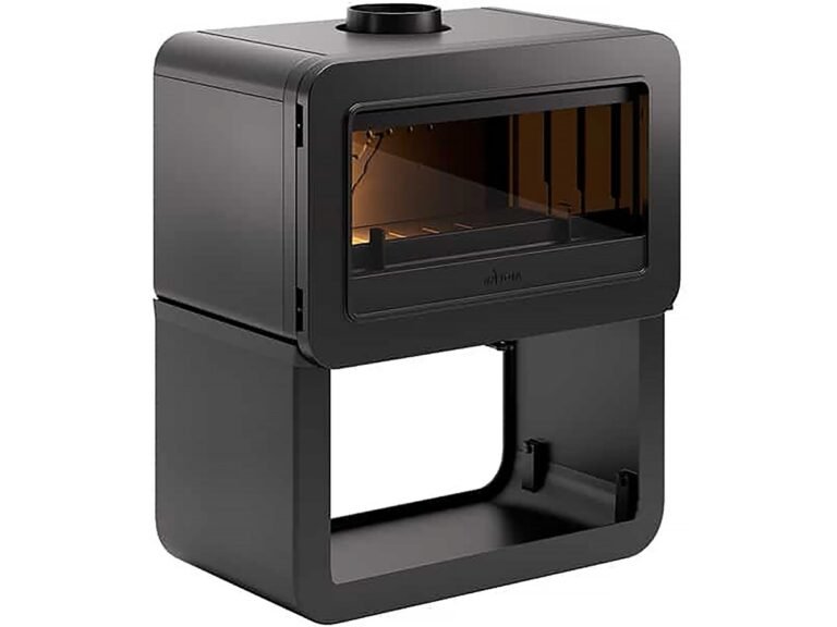 Poêle à Bois Fonte  u00bb Wilson u00bb sur Banc raccordable u2013 8kW