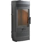 Poêle Fonte Gomont 12 kW anthracite vue de face avec vitre propre et design compact